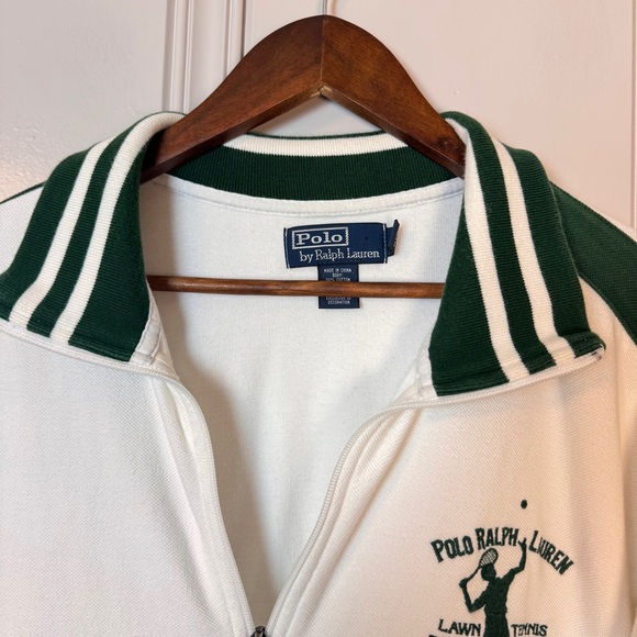 VTG Polo Ralph Lauren Men’s XXL Lawn Tennis NY 1967 Green White Full Zip Jacket - Picture 3 of 16
